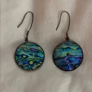 Large Vintage Abalone Shell Earrings